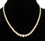 VINTAGE UNCULTURED PEARL NECKLACE W SILVER CLASP