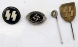 WWII GERMAN THIRD REICH SS PINS LOT OF FOUR