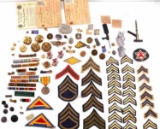 LARGE LOT OF MILITARY BADGES RANK PATCHES RIBBONS