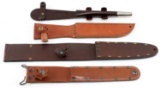 FIGHTING KNIFE BROWN LEATHER SHEATH LOT OF FOUR