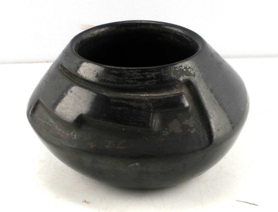 SAN ILDELFONSO BLACK POTTERY BOWL JUANITA WOPEEN