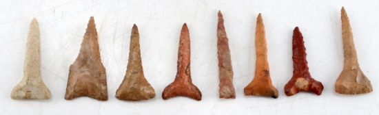 LOT OF 8 ARROWHEAD POINT DRILLS RED CHERT