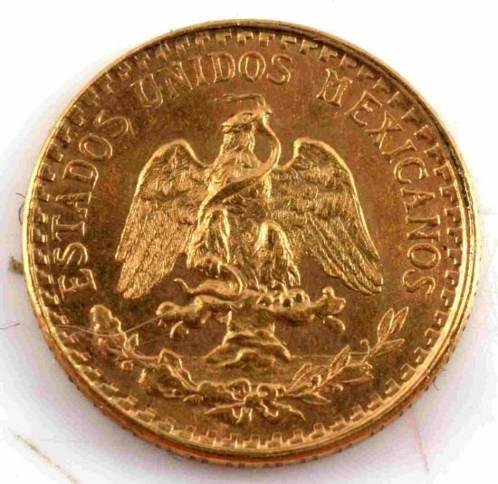 1945 GOLD DOS PESOS 1/20 OZT COIN UNCIRCULATED