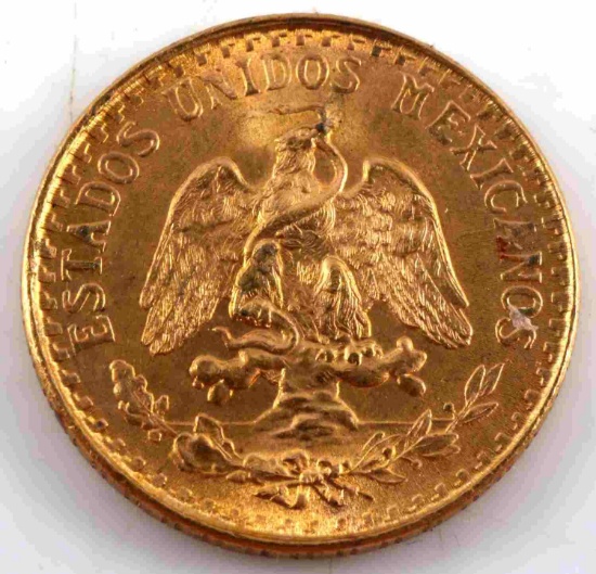 1945 GOLD DOS PESO MEXICO 1/20 OZ COINUNCIRCULATED