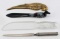 4 ASSORTED MINI KNIFE LOT WOODEN PARROT DUCK ETC