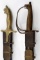 BRASS HANDLED INDIAN SWORDS WITH BLUE SHEATHS
