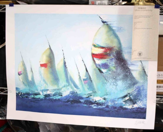 VICTOR SPAHN JULY SAILS SERIOLITHOGRAPH W PW COA