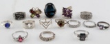 STERLING SILVER AND GEMSTONE RING LOT
