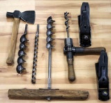 RESTORED  ANTIQUE PRIMITIVE TOOLS AND IMPLEMENTS