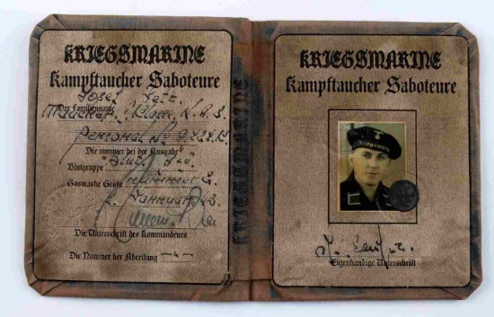 WWII GERMAN DEEP SEA DIVER IDENTIFICATION BOOK