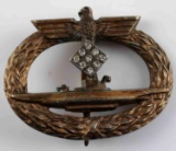 WWII GERMAN THIRD REICH U-BOAT SUBMARINE BADGE