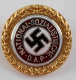 GERMAN WWII NSDAP SWASTIKA GOLDEN PARTY BADGE