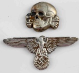 WWII GERMAN SS OFFICERS VISOR CAP EAGLE & SKULL