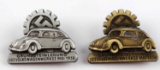 WWII GERMAN SILVER AND GOLD VOLKSWAGEN BADGES