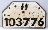 GERMAN WWII WAFFEN SS VEHICLE LICENSE PLATE