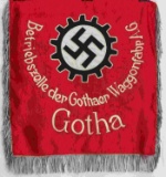 WWII GERMAN DAF LABOR SWASTIKA TRUMPET BANNER