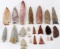 NATIVE AMERICAN KNAPPED FLINT POINTS LOT OF 22