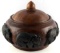 RUSTIC BEAR CARVED TEAK WOOD BOWL WITH LID