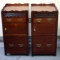 PAIR OF DARK WOOD BEDSIDE CHAMBER POT COMMODES