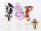 3 ANTIQUE ROSARY ROME CRUCIFIX W STAGES OF CROSS