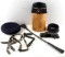 WWII GERMAN GEAR LOT BELT AX COVER SIDE CAP MORE