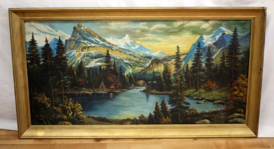 ORIGINAL VINTAGE WESTERN LANDSCAPE OIL PAINTING