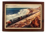 JOHN GOULD HAND SIGNED VINTAGE RAILROAD LITHOGRAPH