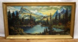 ORIGINAL VINTAGE WESTERN LANDSCAPE OIL PAINTING