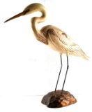 TOM TABER HERON CARVED WOOD SCULPTURE