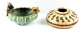 VINTAGE ORIENTAL MUDMAN POTTERY & BONE BOWL