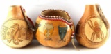 LOT OF 3 NATIVE AMERICAN HAND CARVED GOURD ART