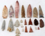 NATIVE AMERICAN KNAPPED FLINT POINTS LOT OF 22