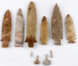 NATIVE AMERICAN FLINT TOOL ARROWHEAD LOT OF 8