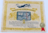 1953 PAN AM AIRWAYS DATE LINE CROSSING DOCUMENT