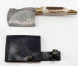 DAMASCUS BLADE STAG GRIP CLEAVER KNIFE