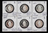 2009 US TERRITORIES SILVER QUARTER PROOF COINS
