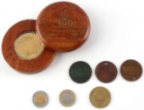 LOT OF MIXED COINS TOKENS INTERNATIONAL ANTIQUE