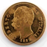 1882 GOLD 20 LIRA KING UMBERTO I .1876 OZ COIN