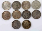 10 MIXED MORGAN PEACE SILVER DOLLAR COIN LOT