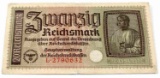 20 REICHSMARK BANKNOTE THIRD REICH WWII GERMANY