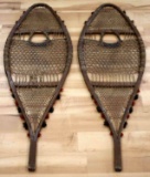 ANTIQUE HICKORY AND RAWHIDE SNOWSHOES
