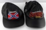 TWO BLACK LEATHER BIKER CAP LOT 1 SIZE FITS ALL
