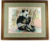 JEAN WILLIAMS ORIGINAL WATERCOLOR PANDA W BAMBOO