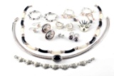 MODERN STERLING SILVER ONYX MOP & PEARL JEWELRY