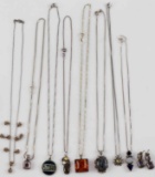 STERLING SILVER NECKLACE STONE PENDANT LOT