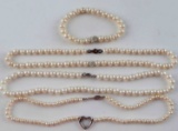 STERLING SILVER AND PEARL NECKLACE LOT
