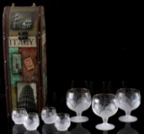 SET OF SMALL RIMMED WINE & CORDIAL GLASSES