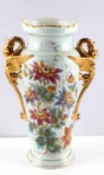 VINTAGE HANDPAINTED PORCELAIN FLORAL VASE