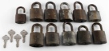 11 SEABOARD COAST LINE RAILROAD BRASS SIGNAL LOCKS