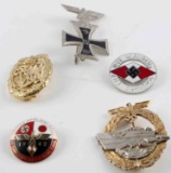 LOT OF 5 THIRD REICH GERMAN BADGES IRON CROSS